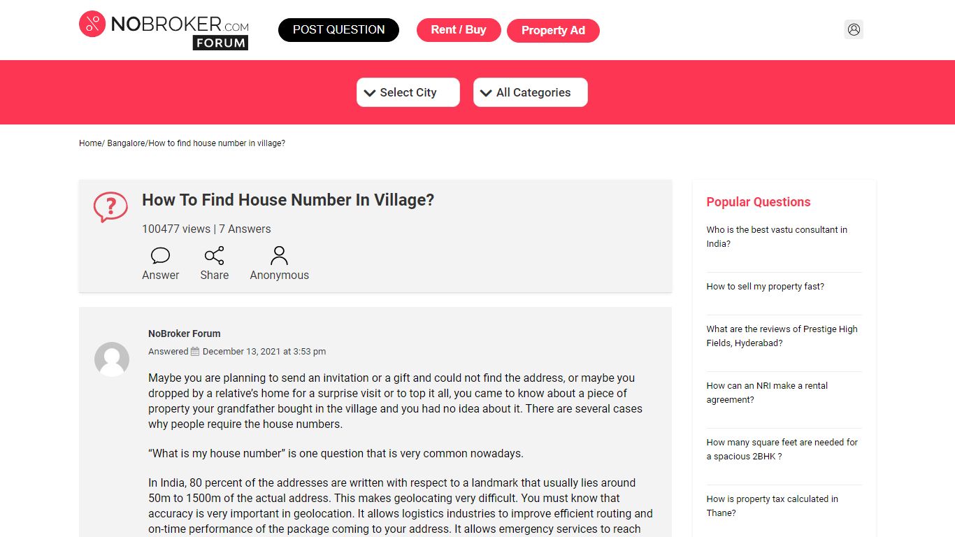 How to find house number in village? - Real Estate Forum by NoBroker.com